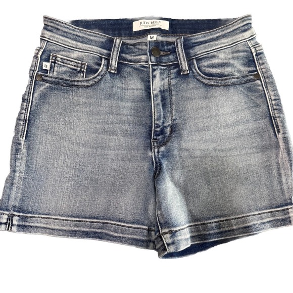 Judy Blue Pants - Judy Blue Med Wash Blue Denim Shorts Women's Size M Regular Fit Back Flap Pocket